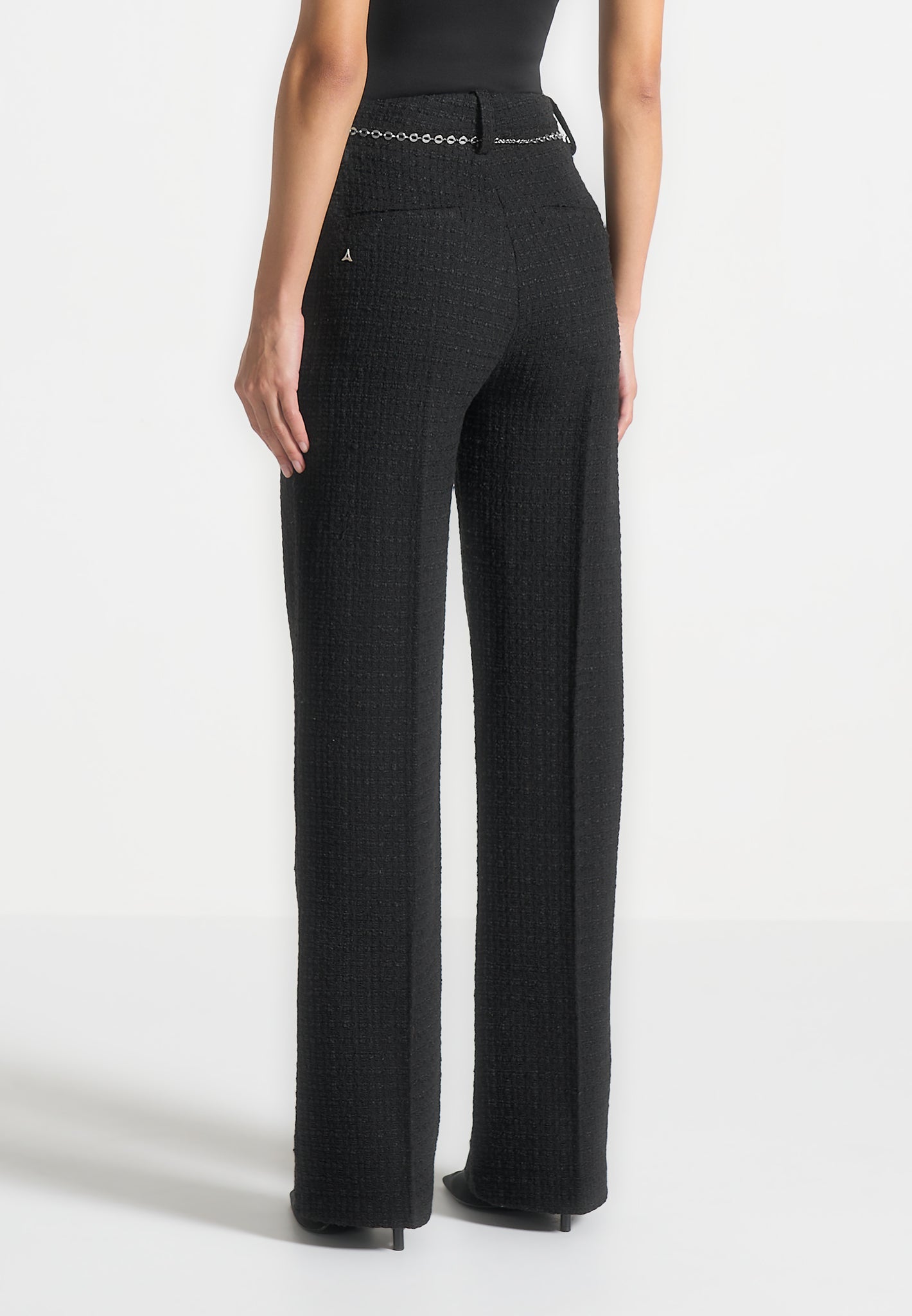 Tweed Trousers with Belt - Black