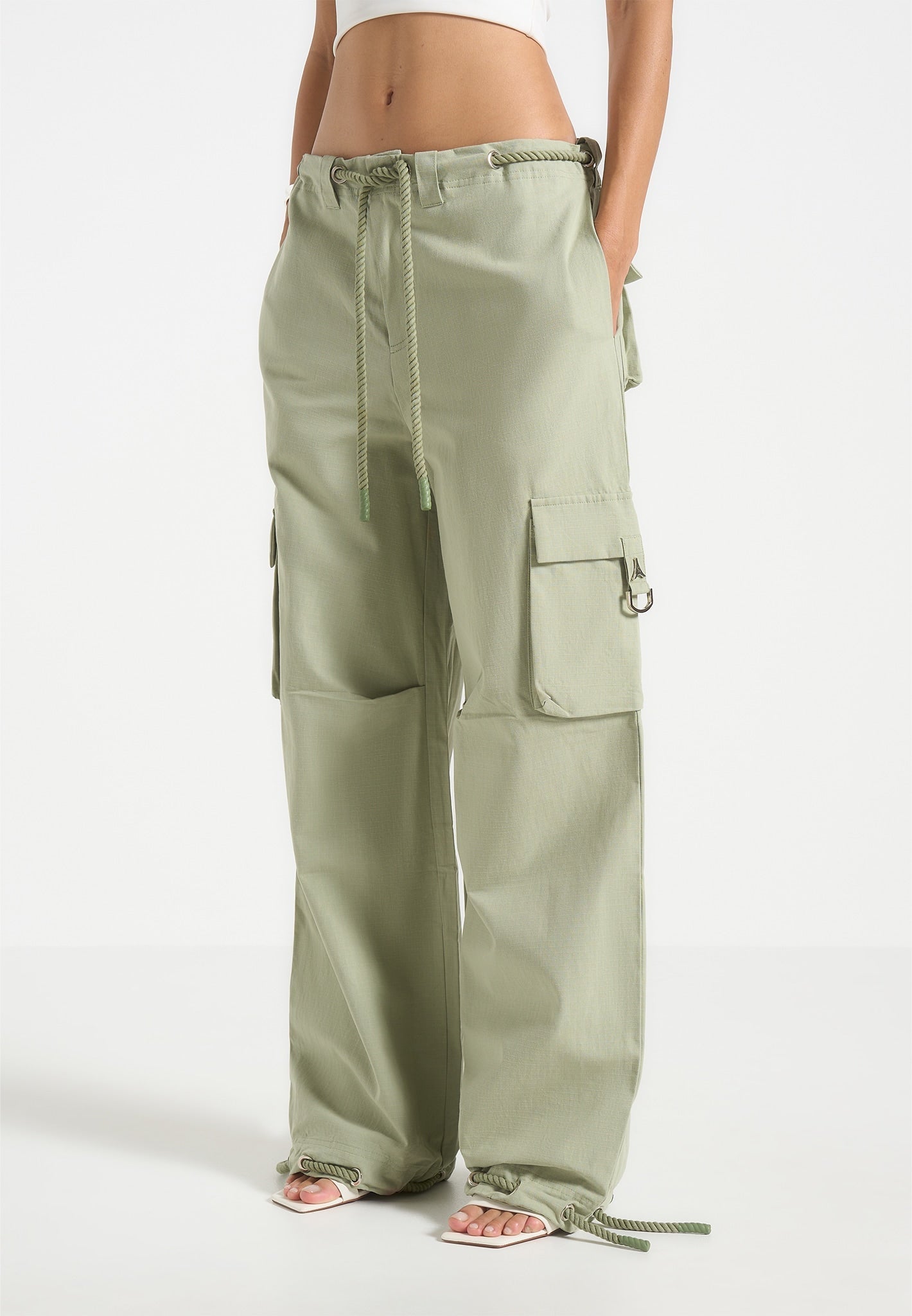 Ripstop Parachute Cargo Pants - Sage