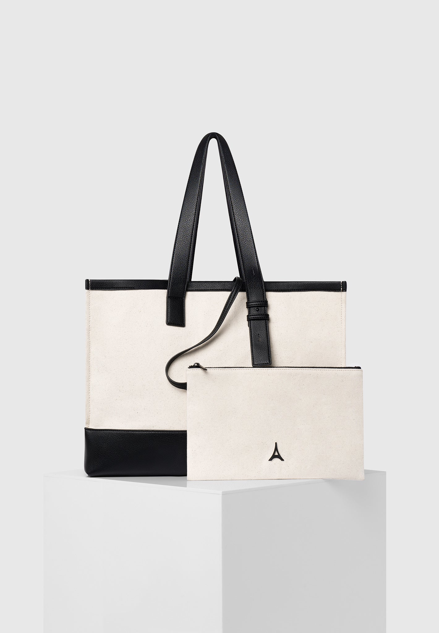 Eiffel Detail Canvas Tote Bag - Beige/Black