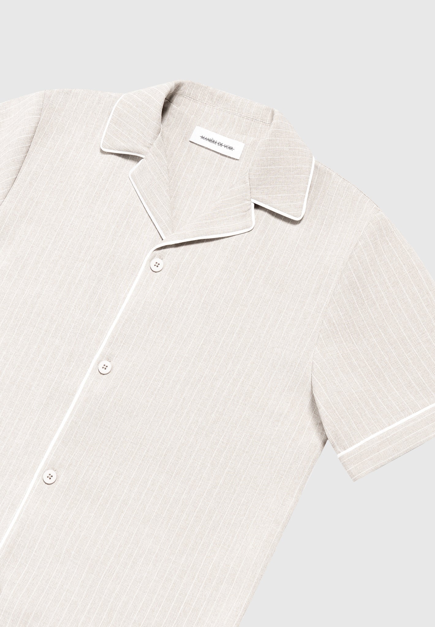 Pinstripe Revere Shirt - Beige