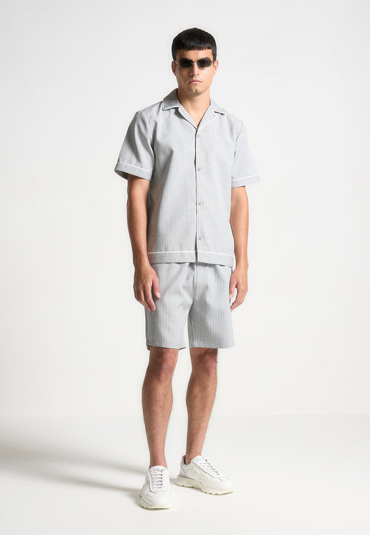 Pinstripe Revere Shirt - Grey