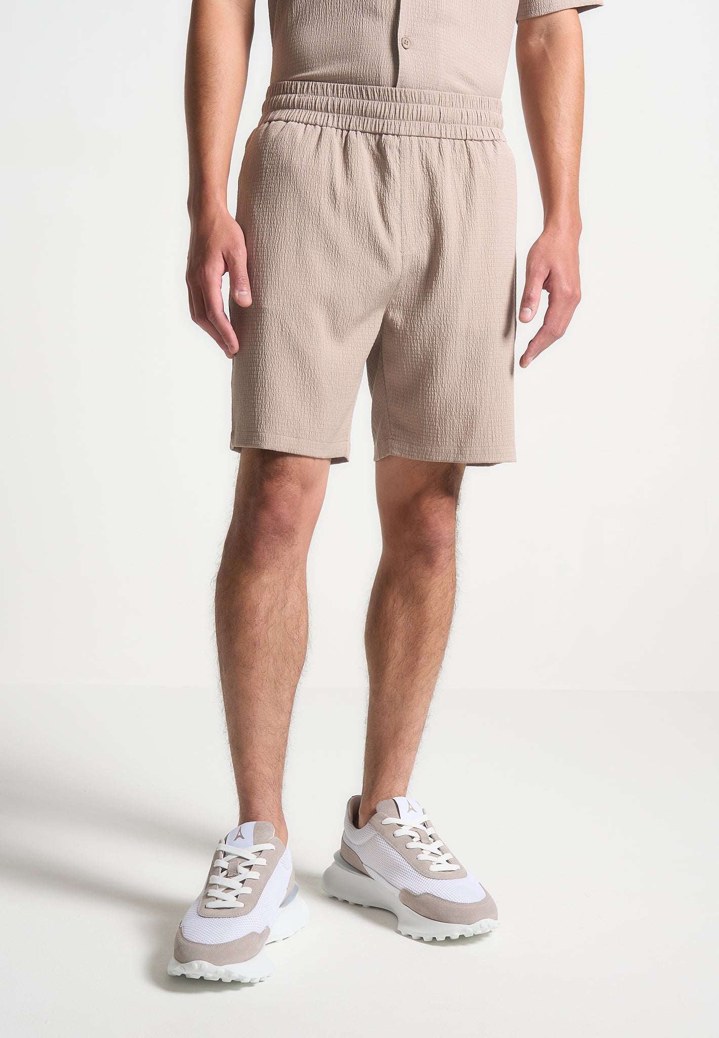 Seersucker Shorts - Taupe
