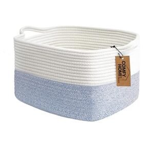 COMFY-HOMI Cotton Rope Woven Basket with Handles for Shelves