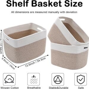 3 Pack Woven Rope Storage Baskets for Shelves