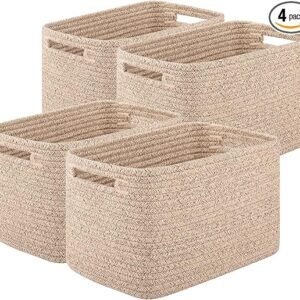 OIASKET 4Packs Natural Cotton Rope Storage Baskets